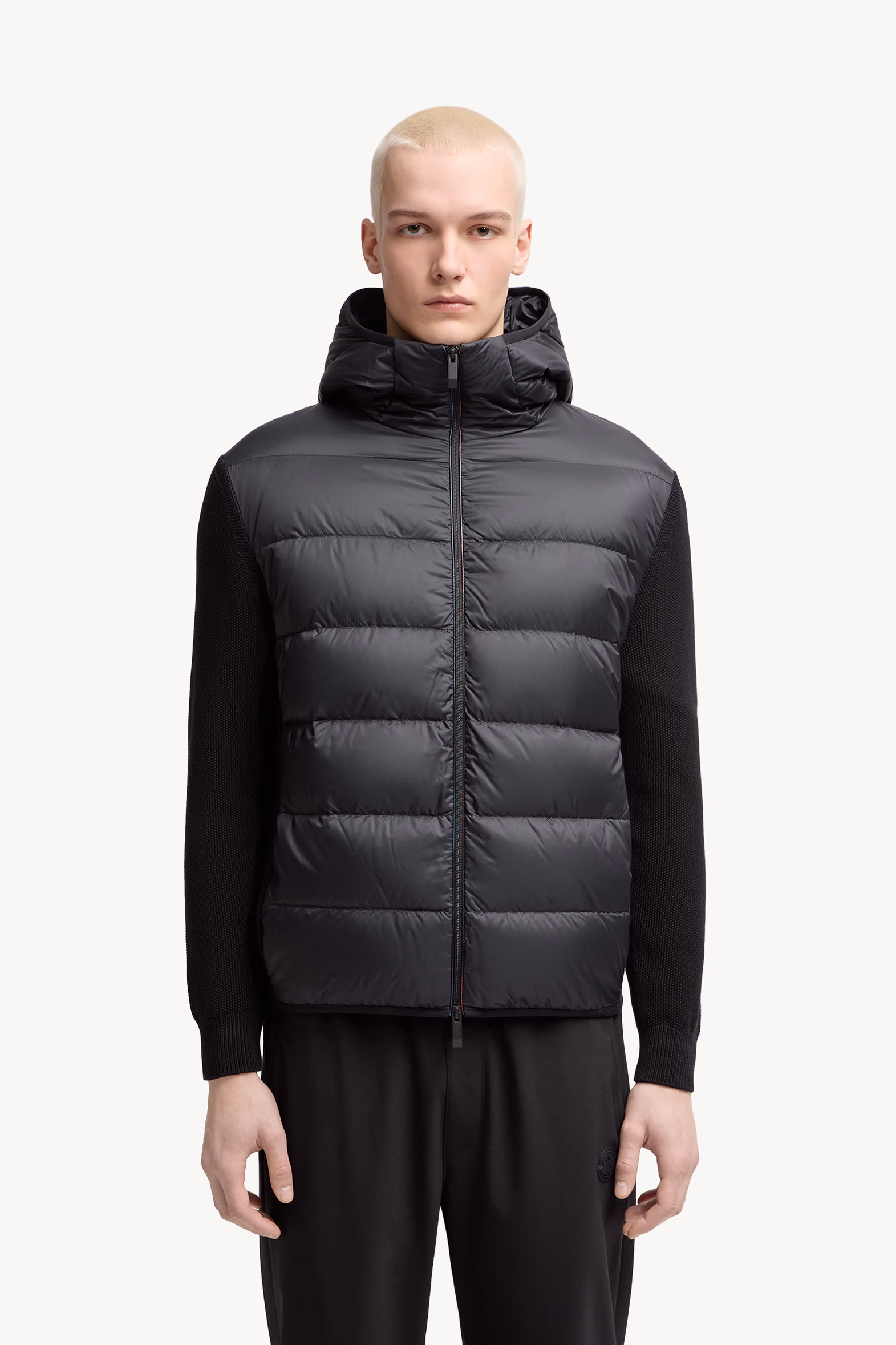 Padded Cotton Zip-Up Hoodie Men Black Moncler 3